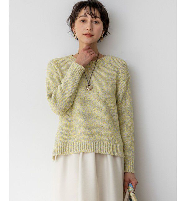 23区「コットンコードミックス クロップド ニット」|ニット・セーター|ｲｴﾛｰﾐｯ