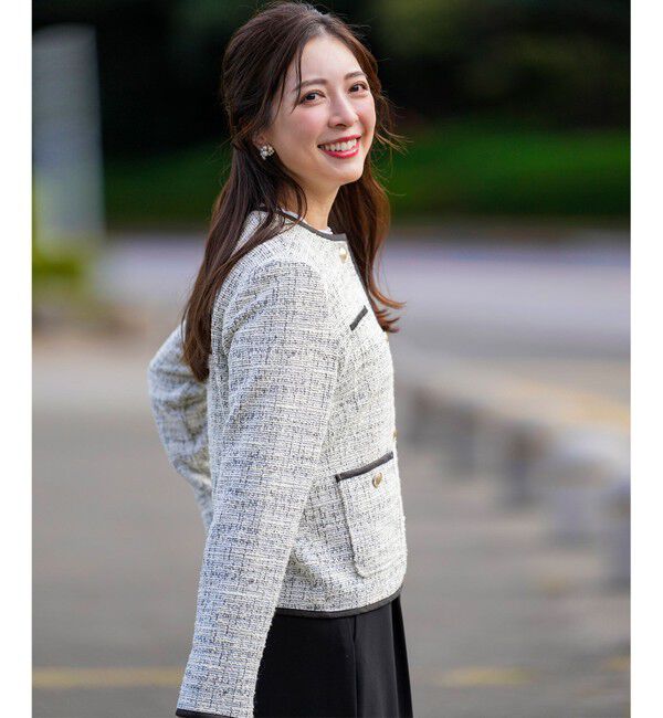 ANY SIS「ネップツイード ジャケット」|ノーカラージャケット|