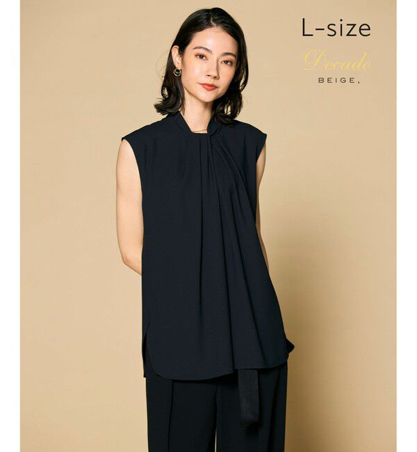 BEIGE,「【L-size】ANITA / ノースリーブタックブラウス」|シャツ・ブラウス|Black