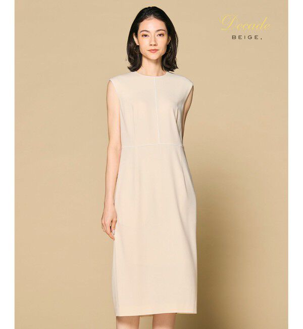 BEIGE,「CINDY / クルーネックドレス」|ワンピース|Sheer Orange &times; Whit