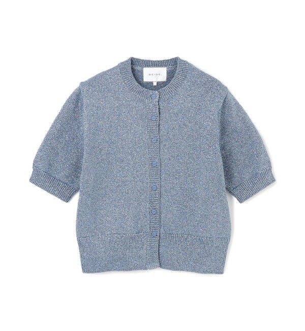 BEIGE,「【洗える】VANDA / ラメ入りクルーネック半袖カーディガン」|カーディガン|