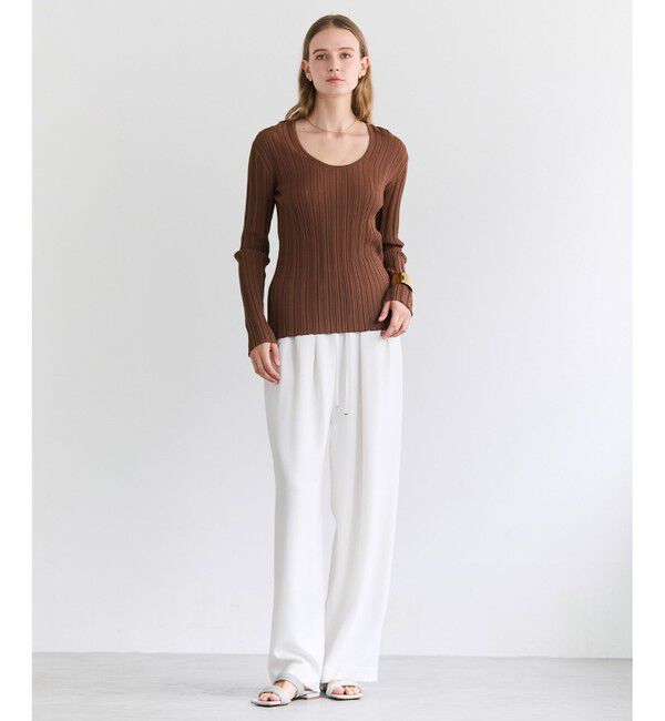 BEIGE,「LABRADO / ランダムリブ Uネックニット」|ニット・セーター|