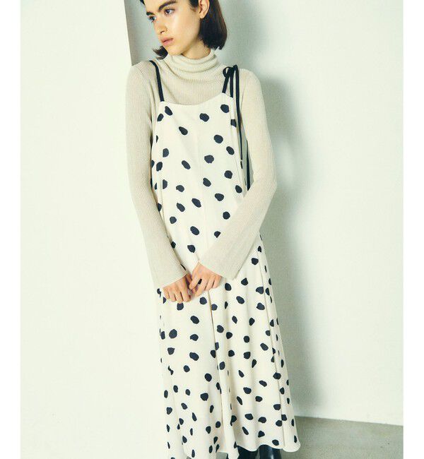  「ドットプリントサテンキャミワンピース」|ワンピース|