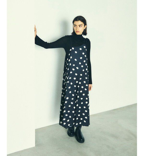  「ドットプリントサテンキャミワンピース」|ワンピース|