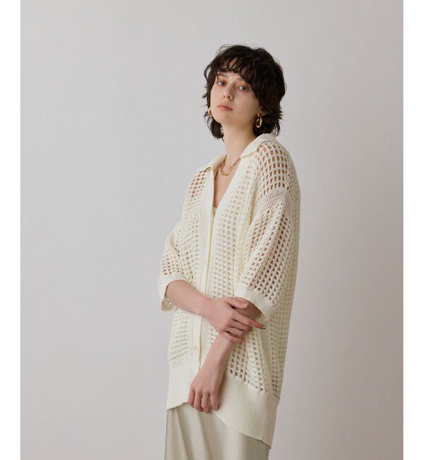 GRACE CONTINENTAL「メッシュスキッパーニットカーディガン」|カーディガン|