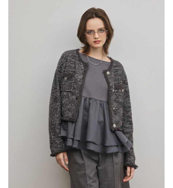 Diagram「ツイードニットカーディガン」|カーディガン|ブラック