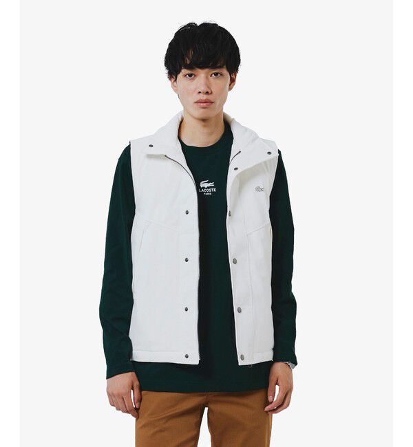 LACOSTE「RDS認証ダウン 耐水透湿 ハイネック ジップアップ ピケダウンベスト」|ダウンベスト・ベスト|オフホワイト