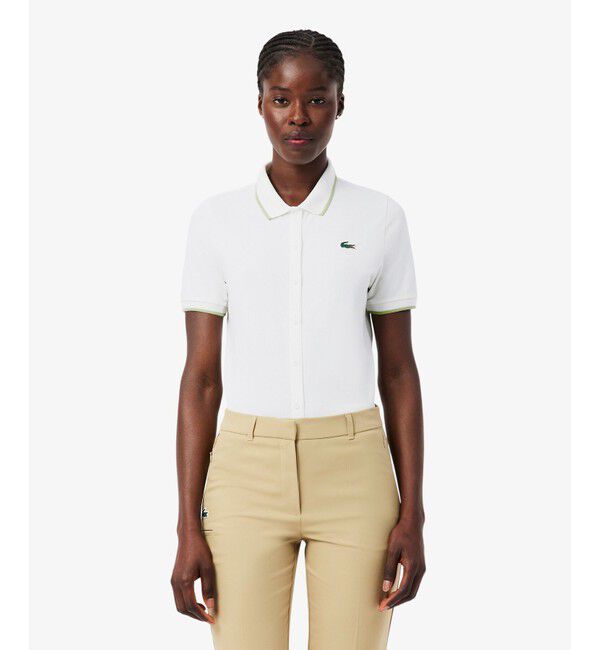 LACOSTE「サーモレギュレーション鹿の子地ゴルフシャツ」|ポロシャツ|ホワイト