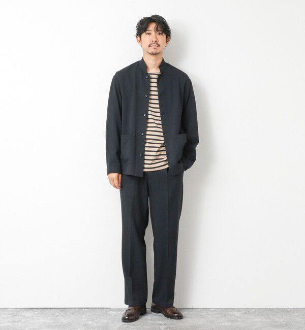 NOLLEY'S goodman「《セットアップ対応》LANATEC ウーステッドサージストレッチ マオカラーシャツブルゾン」|ブルゾン・スタジャン|