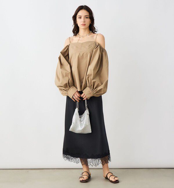 NOLLEY'S sophi「ウォッシャブル裾レースサテンナロースカート」|スカート|