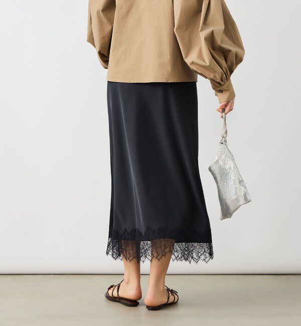 NOLLEY'S sophi「ウォッシャブル裾レースサテンナロースカート」|スカート|