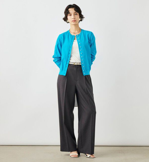 NOLLEY'S「《手洗い可能》コットンテックスクルーネックカーディガン」|カーディガン|