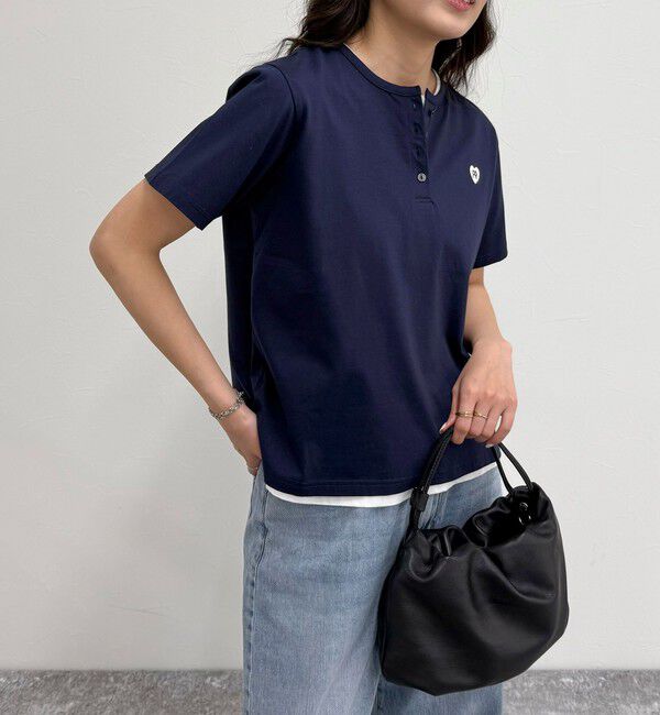 fredy emue「ハートFR刺繍ヘンリーTシャツ」|Tシャツ・カットソー|