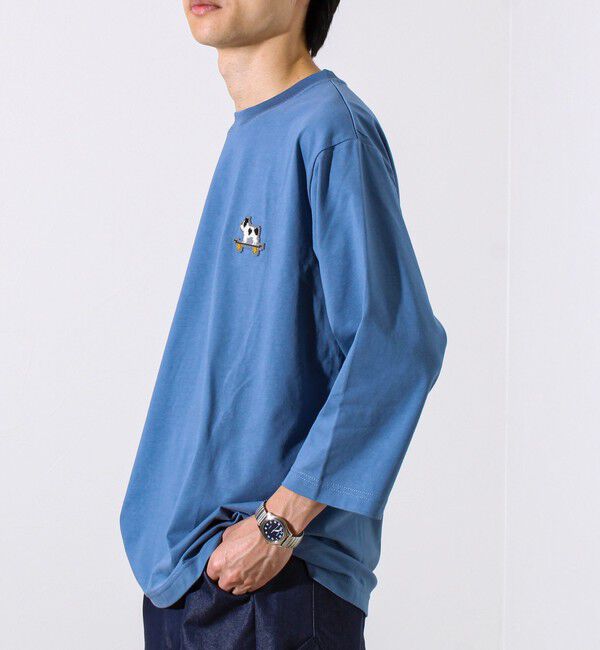 GLOSTER「【GLOSTER/グロスター】デジブル 七分袖Tシャツ ドット刺繍」|Tシャツ・カットソー|