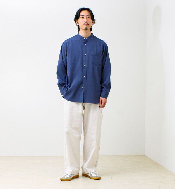 GLOSTER「【きれい見えラク素材】crunchyバンドカラーシャツ」|シャツ・ブラウス|