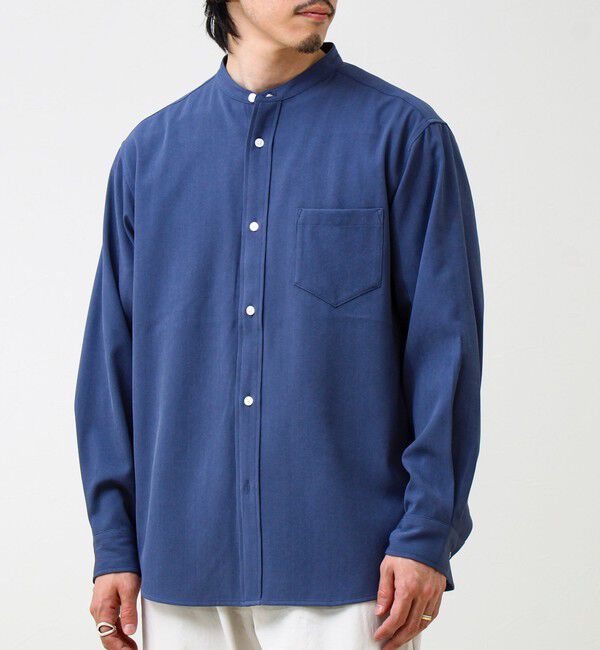 GLOSTER「【きれい見えラク素材】crunchyバンドカラーシャツ」|シャツ・ブラウス|