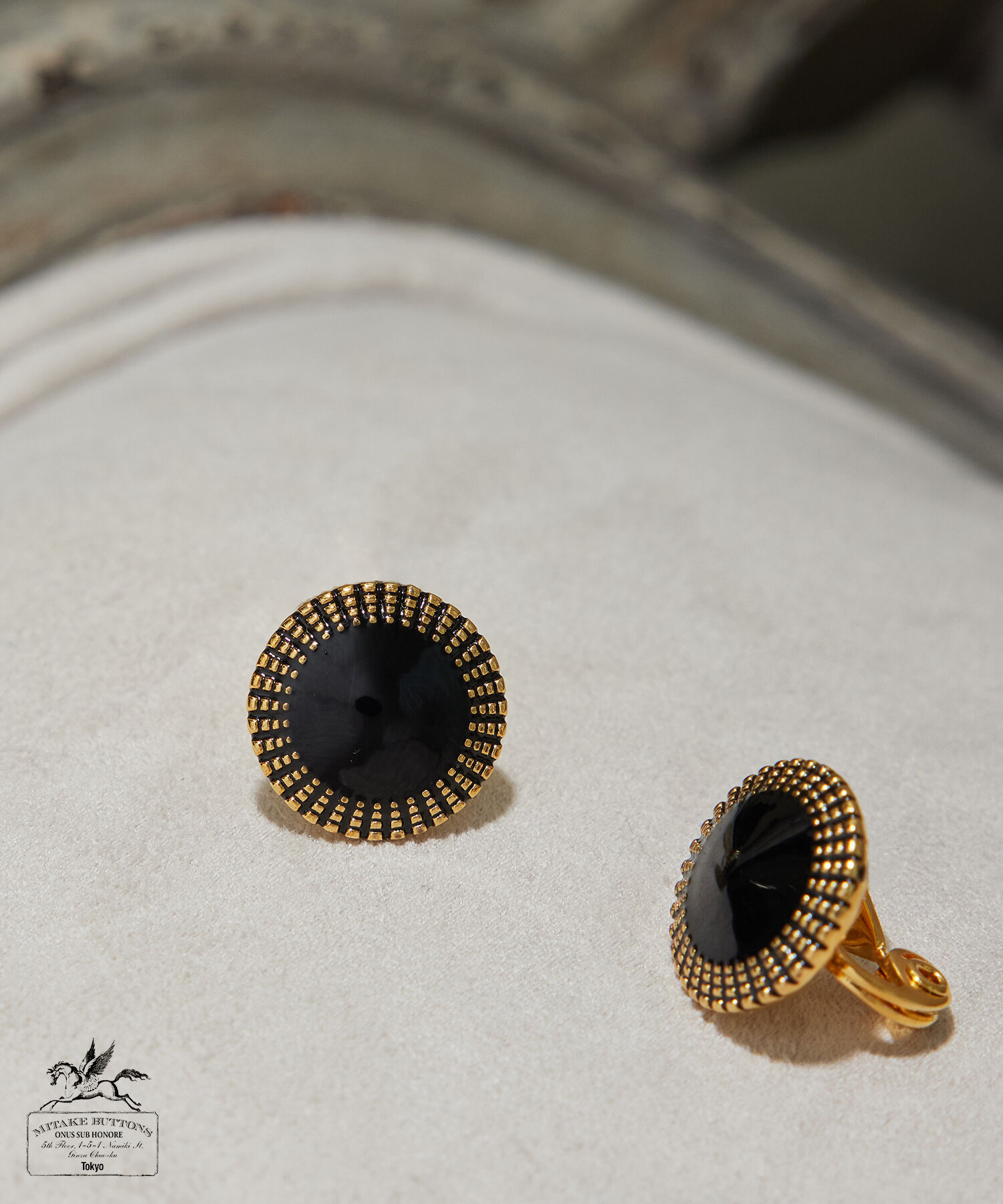 ROPE「【MITAKE BUTTON】モチーフイヤリング」|イヤリング|ブラック系(02)