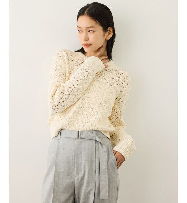 ROPE「ダイヤ柄ポップコーン編みニット/イージーケア」|ニット・セーター|