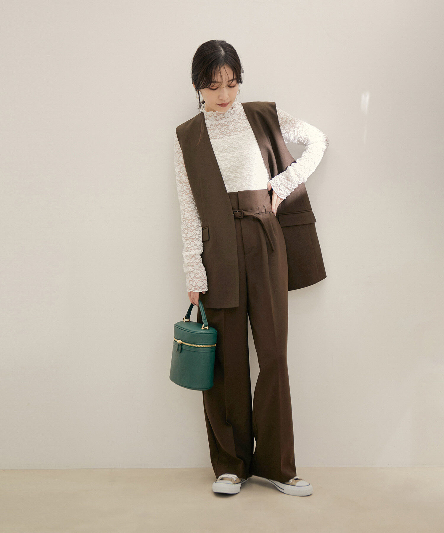 VIS「【Washable・EASY CARE】エコウールタッチワイドパンツ【sustainable】」|スラックス|