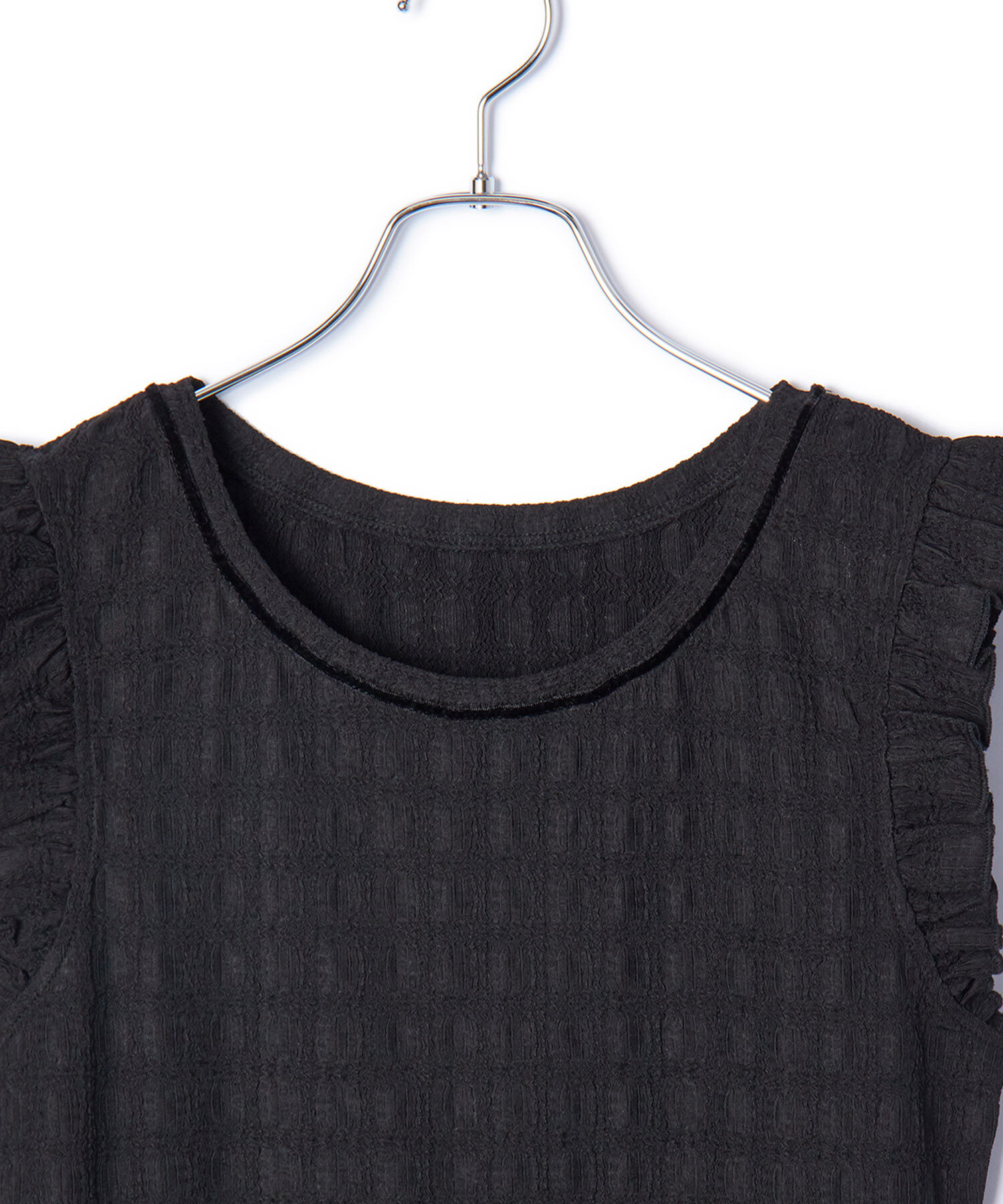 VIS「【洗える】シャーリングフリルトップス」|Tシャツ・カットソー|