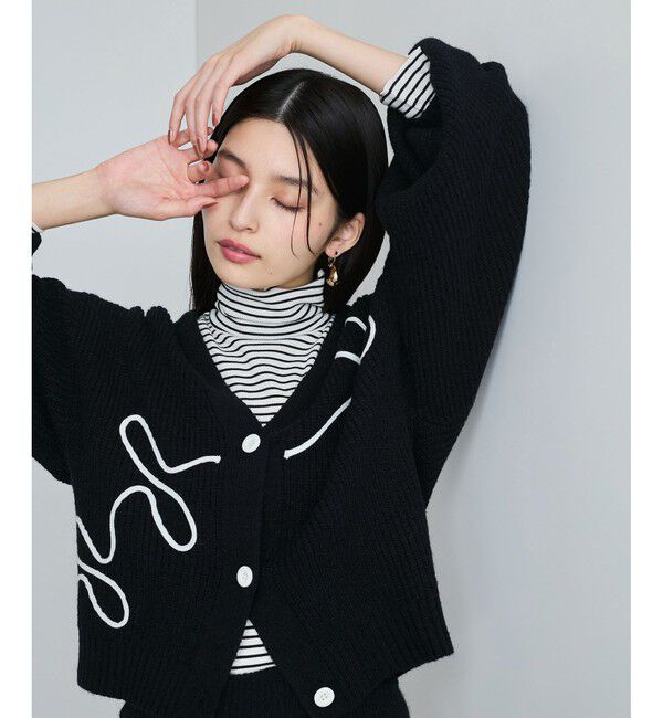 VIS「【WEB/一部店舗限定】リボンコード刺繍Vネックカーディガン【セットアップ対応】」|カーディガン|クロメイン