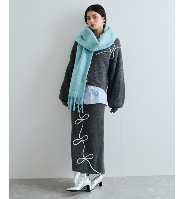 VIS「【WEB/一部店舗限定】リボンコード刺繍Vネックカーディガン【セットアップ対応】」|カーディガン|