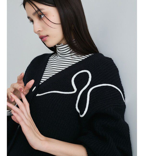 VIS「【WEB/一部店舗限定】リボンコード刺繍Vネックカーディガン【セットアップ対応】」|カーディガン|