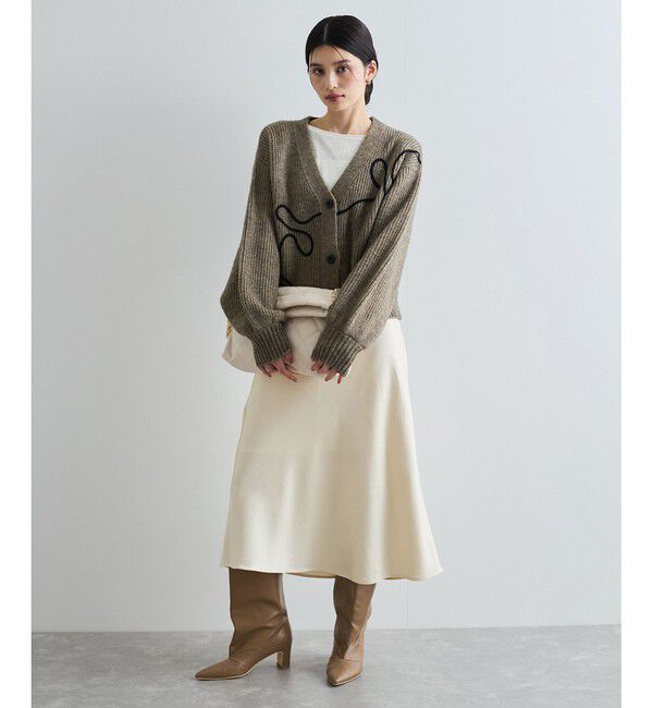 VIS「【WEB/一部店舗限定】リボンコード刺繍Vネックカーディガン【セットアップ対応】」|カーディガン|