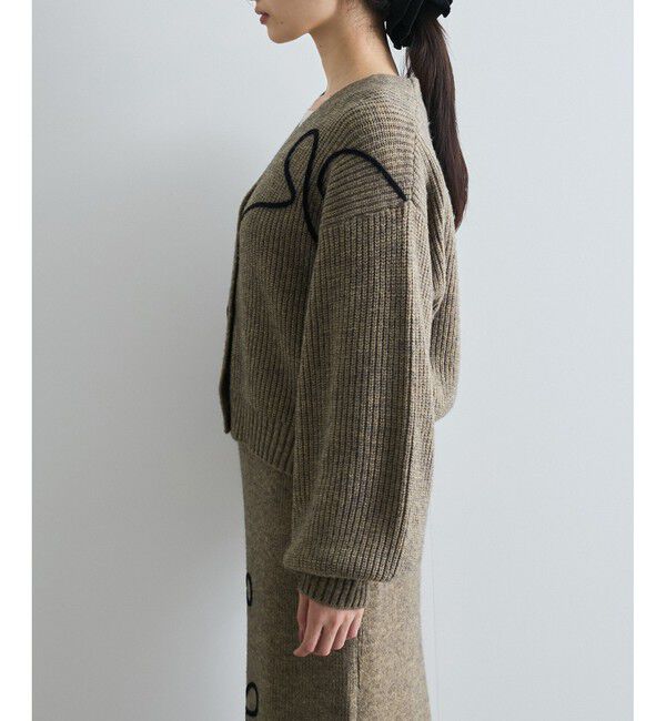 VIS「【WEB/一部店舗限定】リボンコード刺繍Vネックカーディガン【セットアップ対応】」|カーディガン|