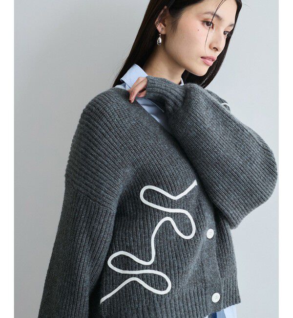 VIS「【WEB/一部店舗限定】リボンコード刺繍Vネックカーディガン【セットアップ対応】」|カーディガン|