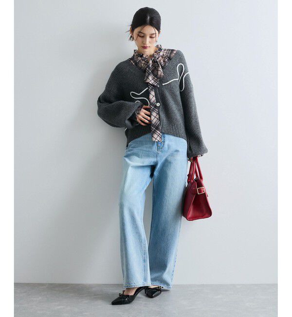 VIS「【WEB/一部店舗限定】リボンコード刺繍Vネックカーディガン【セットアップ対応】」|カーディガン|