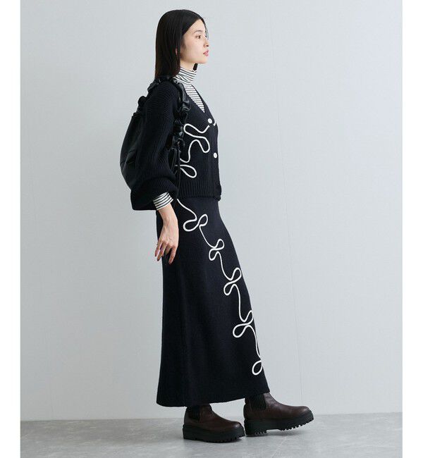 VIS「【WEB/一部店舗限定】リボンコード刺繍Vネックカーディガン【セットアップ対応】」|カーディガン|