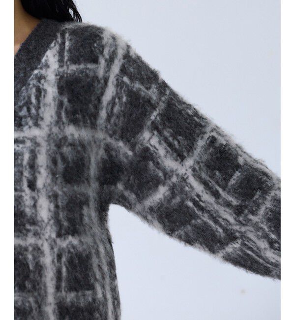 VIS「チェックアソートシャギーニットカーディガン/セットアップ対応」|カーディガン|