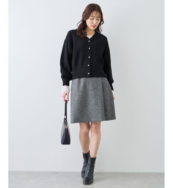 Rope&rsquo;Picnic「【新色追加】スフレニットシリーズ パールボタンショートカーディガン/イージーケア・リンクコーデ」|カーディガン|