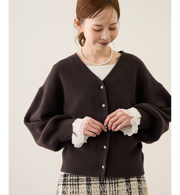 Rope&rsquo;Picnic「【新色追加】スフレニットシリーズ パールボタンショートカーディガン/イージーケア・リンクコーデ」|カーディガン|