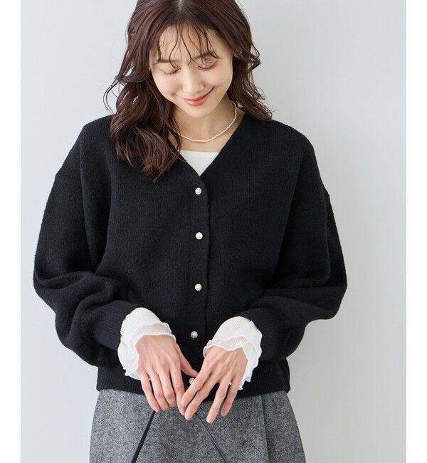 Rope&rsquo;Picnic「【新色追加】スフレニットシリーズ パールボタンショートカーディガン/イージーケア・リンクコーデ」|カーディガン|