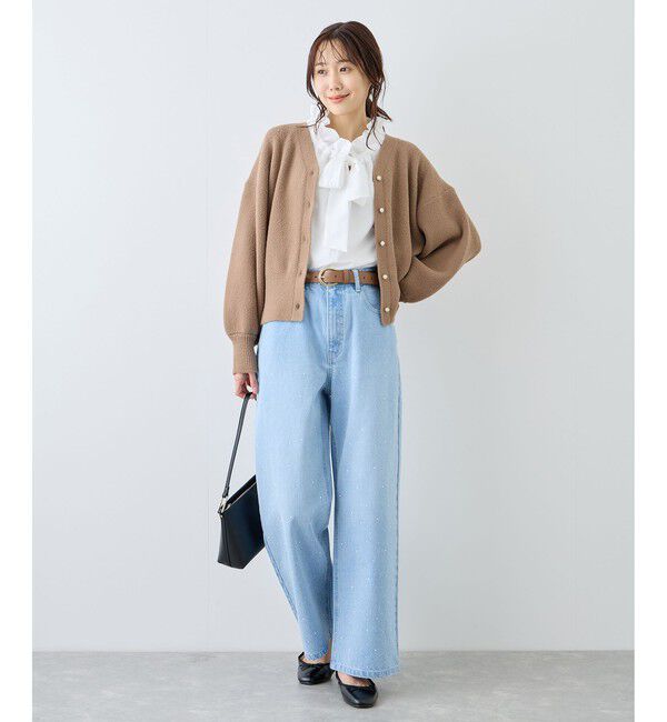 Rope&rsquo;Picnic「【新色追加】スフレニットシリーズ パールボタンショートカーディガン/イージーケア・リンクコーデ」|カーディガン|