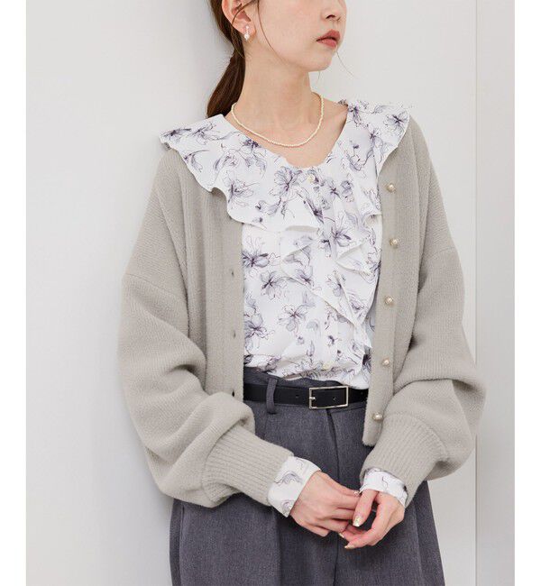 Rope&rsquo;Picnic「【新色追加】スフレニットシリーズ パールボタンショートカーディガン/イージーケア・リンクコーデ」|カーディガン|