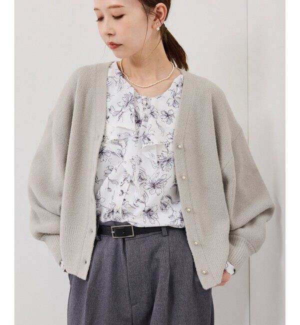 Rope&rsquo;Picnic「【新色追加】スフレニットシリーズ パールボタンショートカーディガン/イージーケア・リンクコーデ」|カーディガン|