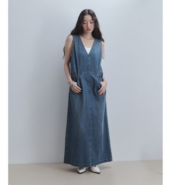 ADAM ET ROPE'「【WEB限定】デニムIラインワンピース」|ワンピース|ブルー(44)