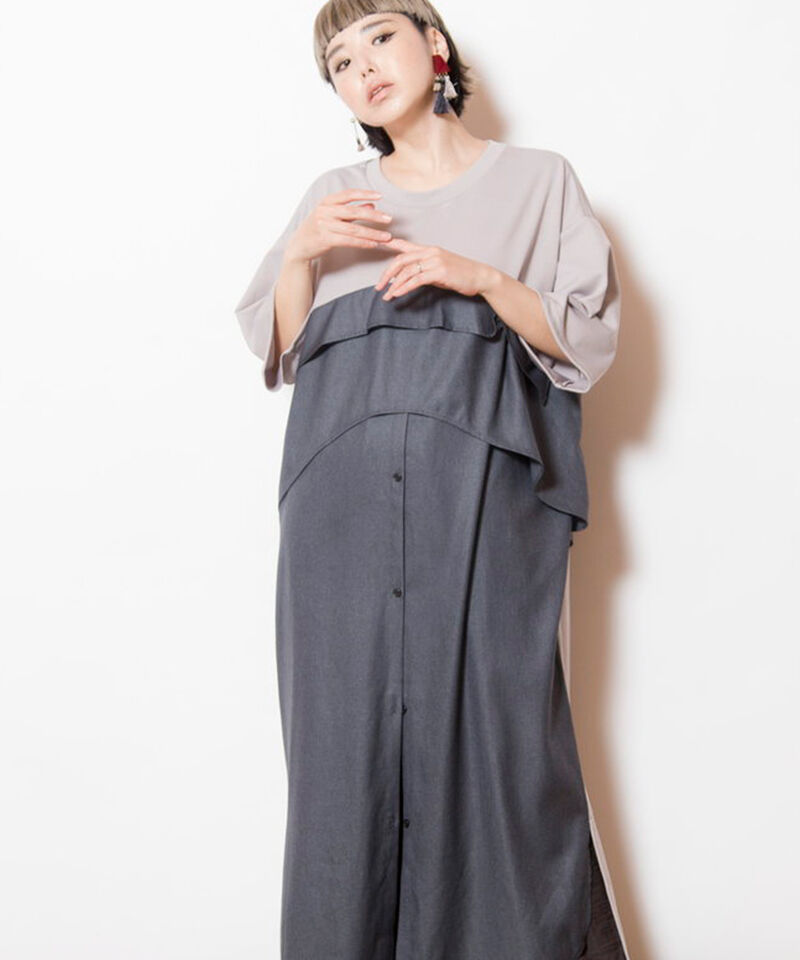  「シャツ切替ワンピース」|ワンピース|GRAY