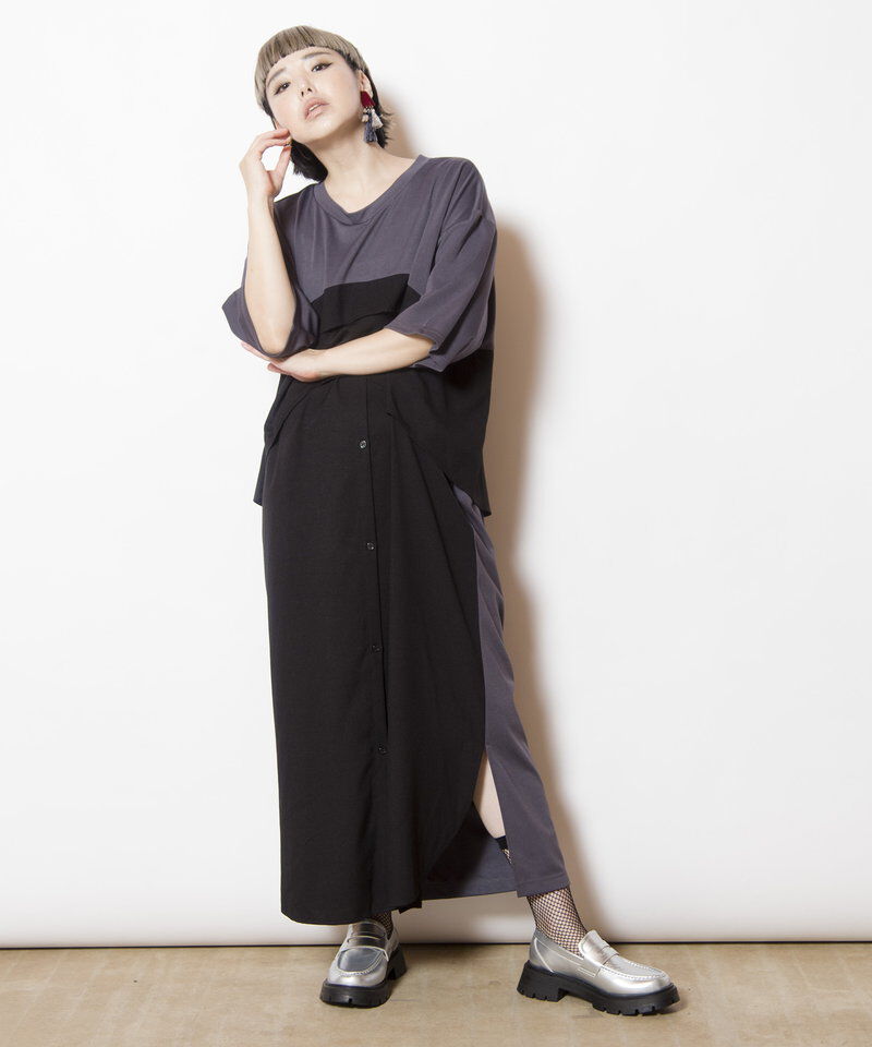  「シャツ切替ワンピース」|ワンピース|