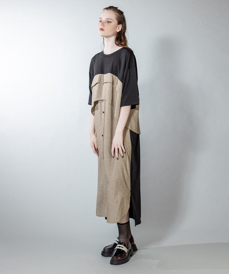  「シャツ切替ワンピース」|ワンピース|