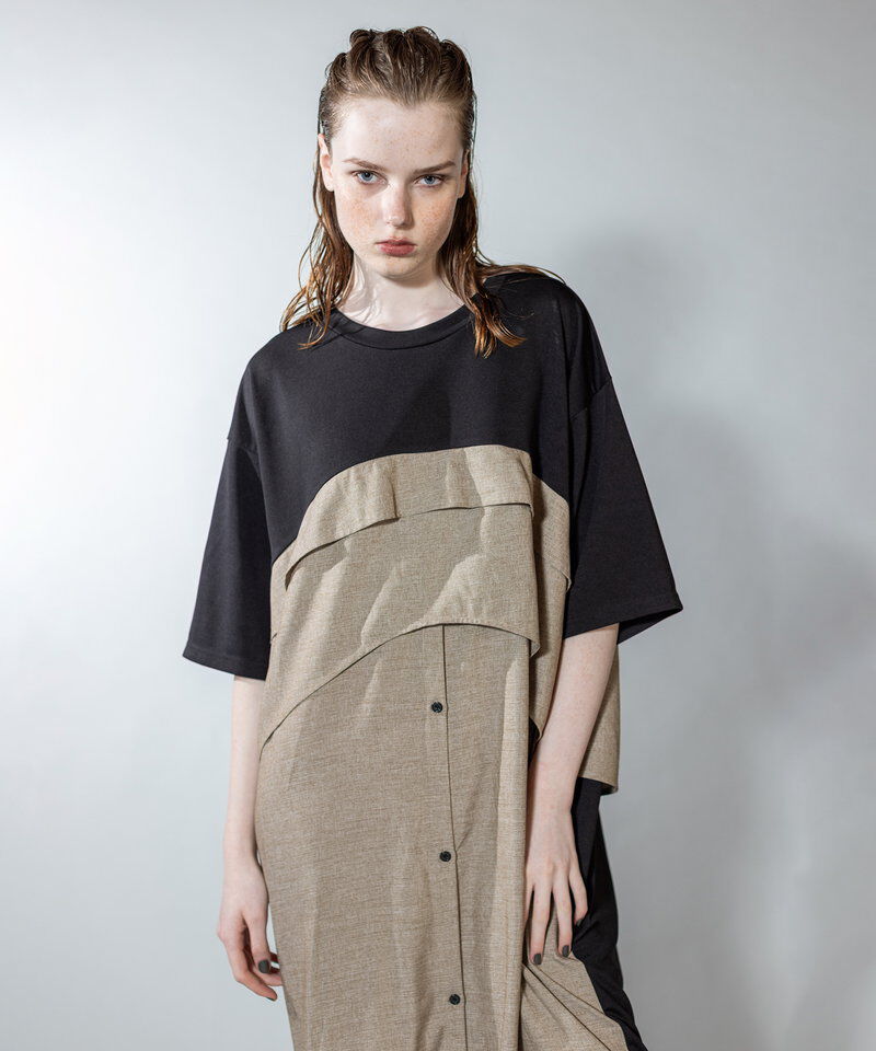  「シャツ切替ワンピース」|ワンピース|