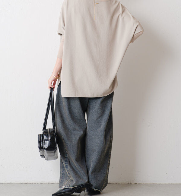  「《高機能/オールシーズン着られる》ジャージ袖リブブラウス」|シャツ・ブラウス|