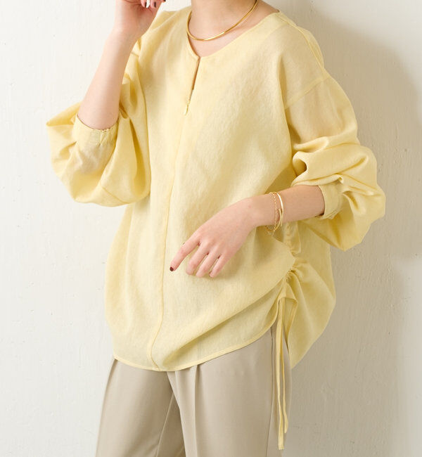  「ジップドロストブラウス」|シャツ・ブラウス|レモンイエロー