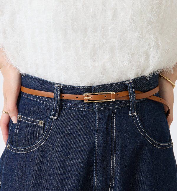  「【PAPILLONNER/パピヨネ】スクエアバックルレザーベルト」|ベルト|