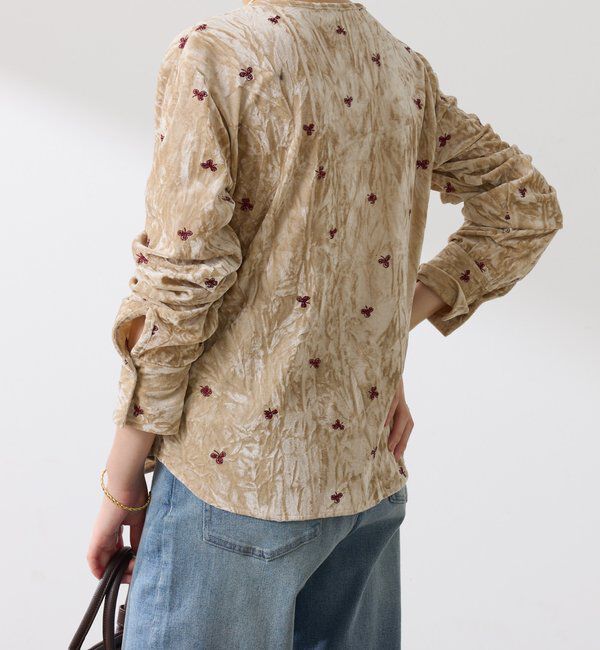  「刺繍ベロアカットソー」|Tシャツ・カットソー|