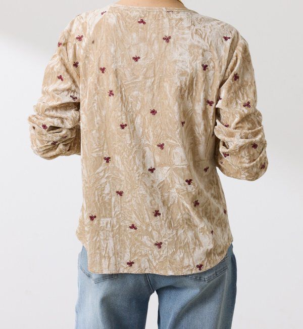  「刺繍ベロアカットソー」|Tシャツ・カットソー|