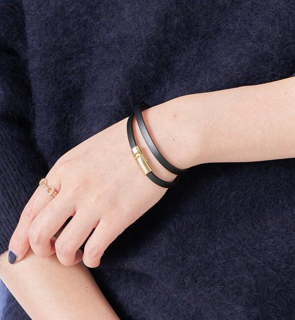  「ダブルラップレザーブレスレット」|ブレスレット・バングル|ブラック